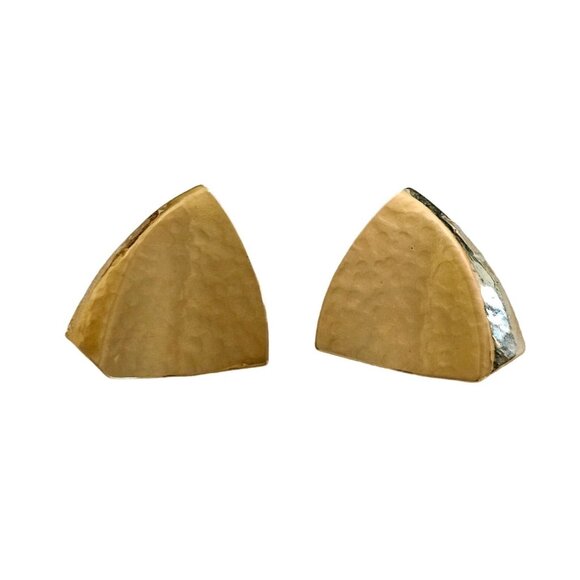 Crown Trifari Hammered Gold Modernest 60's Clip Earrings - Picture 3 of 3